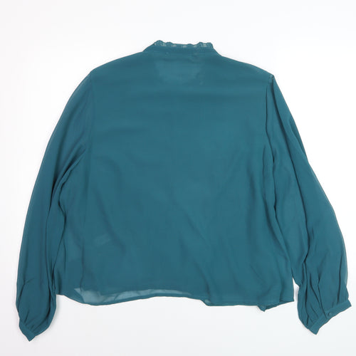 Gallery Womens Green Lace Trim Long Sleeve Tunic Blouse Size 18