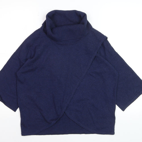 Marble Women’s Blue Cotton Roll Neck 3/4 Sleeve Pullover Jumper XS