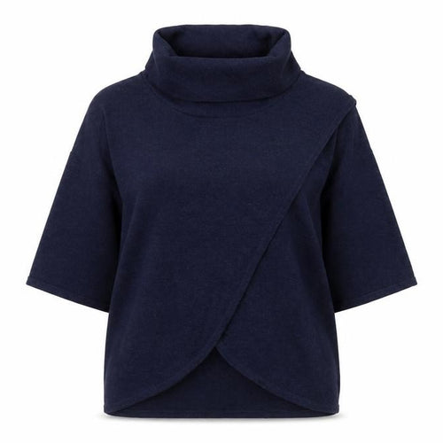 Marble Women’s Blue Cotton Roll Neck 3/4 Sleeve Pullover Jumper XS