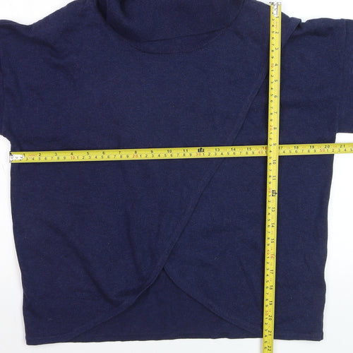 Marble Women’s Blue Cotton Roll Neck 3/4 Sleeve Pullover Jumper XS