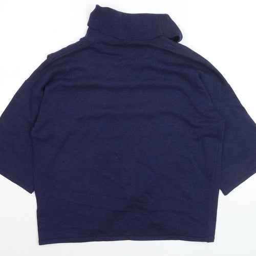 Marble Women’s Blue Cotton Roll Neck 3/4 Sleeve Pullover Jumper XS