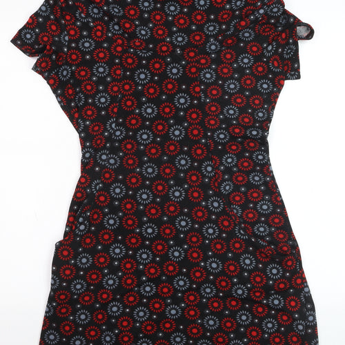 Tenki Women’s Black Red Geometric Cowl Neck Bodycon Dress M