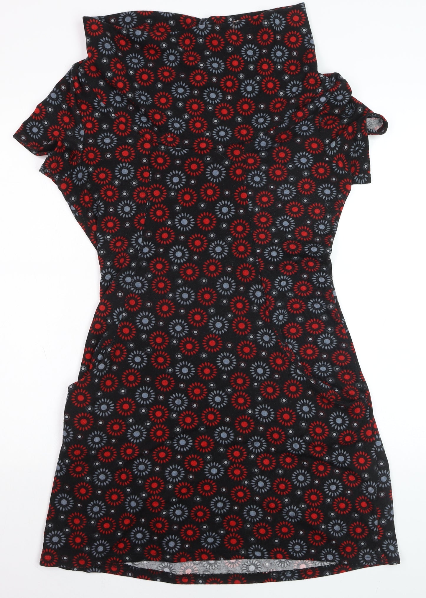 Tenki Women’s Black Red Geometric Cowl Neck Bodycon Dress M