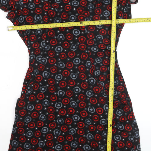 Tenki Women’s Black Red Geometric Cowl Neck Bodycon Dress M