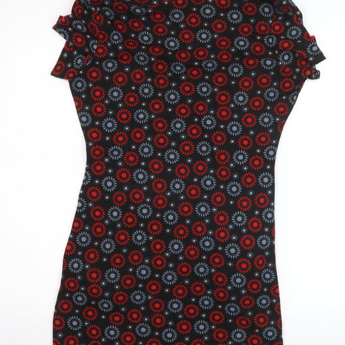 Tenki Women’s Black Red Geometric Cowl Neck Bodycon Dress M