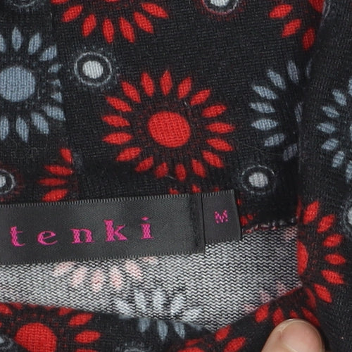 Tenki Women’s Black Red Geometric Cowl Neck Bodycon Dress M