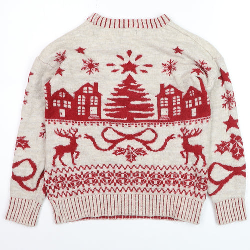 Dunnes Women Red Christmas Fair Isle Sequin Pullover Jumper Size S