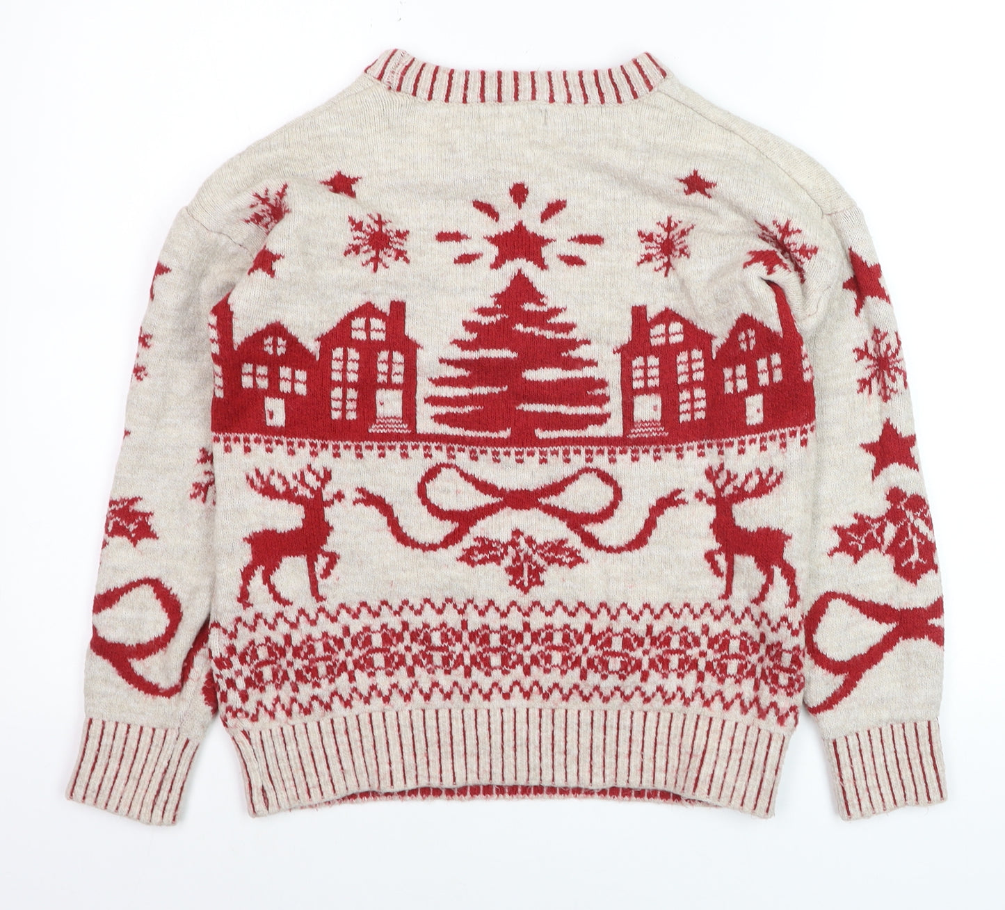 Dunnes Women Red Christmas Fair Isle Sequin Pullover Jumper Size S
