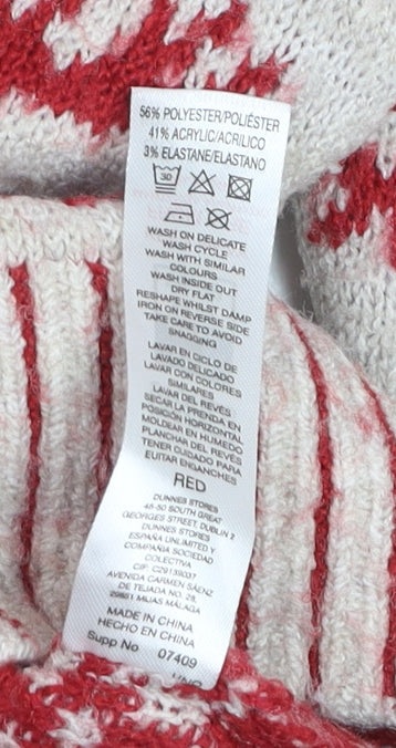 Dunnes Women Red Christmas Fair Isle Sequin Pullover Jumper Size S