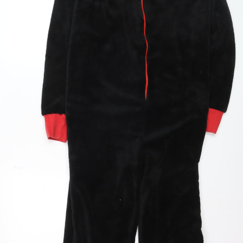 Manchester United Boys Black Fleece One Piece Pyjama S Zip Up Winter Nightwear