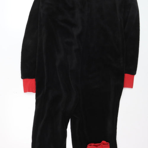 Manchester United Boys Black Fleece One Piece Pyjama S Zip Up Winter Nightwear