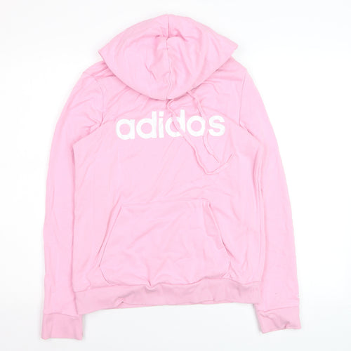 Adidas Women's Pink Pullover Hoodie Small Logo Cotton Blend