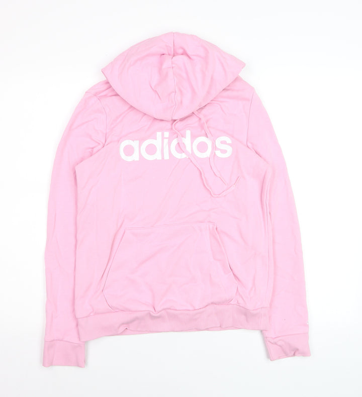 Adidas Women's Pink Pullover Hoodie Small Logo Cotton Blend