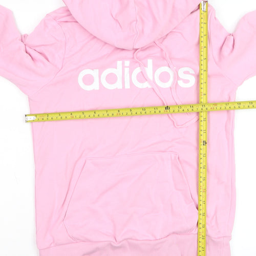 Adidas Women's Pink Pullover Hoodie Small Logo Cotton Blend