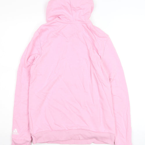 Adidas Women's Pink Pullover Hoodie Small Logo Cotton Blend
