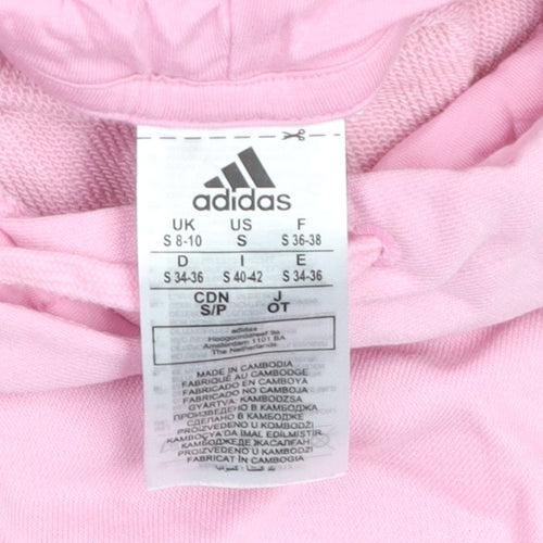 Adidas Women's Pink Pullover Hoodie Small Logo Cotton Blend