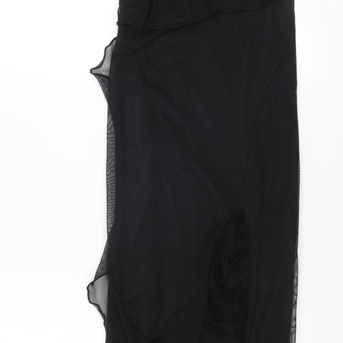 Boohoo Women’s Black Size 14 Long Ruffle Bodycon Dress