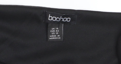 Boohoo Women’s Black Size 14 Long Ruffle Bodycon Dress