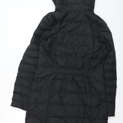 Nike Womens Black Long Puffer Coat Hooded Size S Lightweight