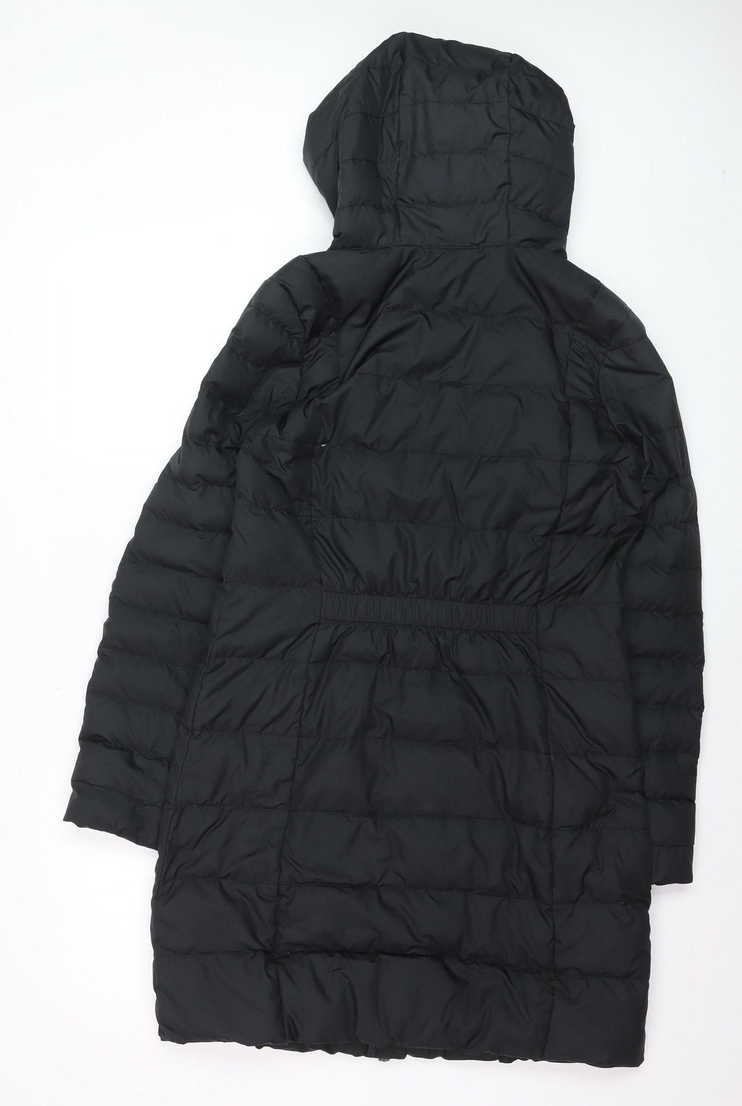 Nike Womens Black Long Puffer Coat Hooded Size S Lightweight