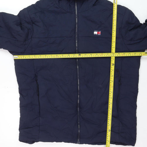 Tommy Jeans Men's Blue Hooded Puffer Jacket Size L Regular Fit