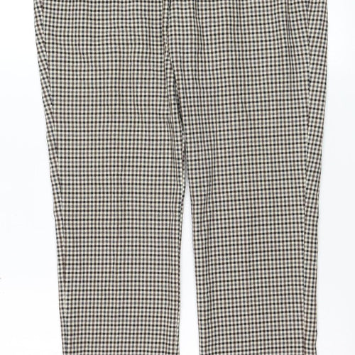 Zara Women Brown Check Slim Fit Chino Trousers Size 8
