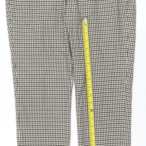Zara Women Brown Check Slim Fit Chino Trousers Size 8