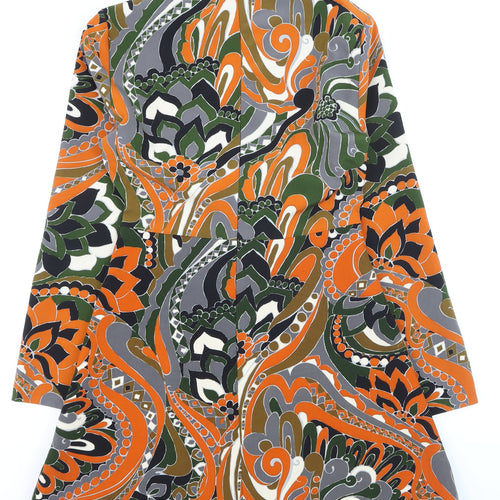 Zara Women Multicoloured Paisley Shift Dress Size 8 Long Sleeve Retro Style