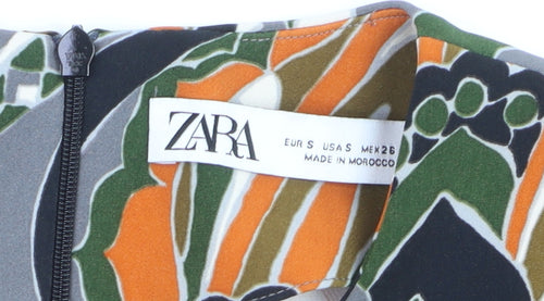 Zara Women Multicoloured Paisley Shift Dress Size 8 Long Sleeve Retro Style