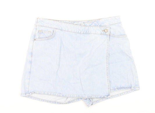 Denim Co Women Blue Denim Wrap Shorts Size 14 Light Wash Casual
