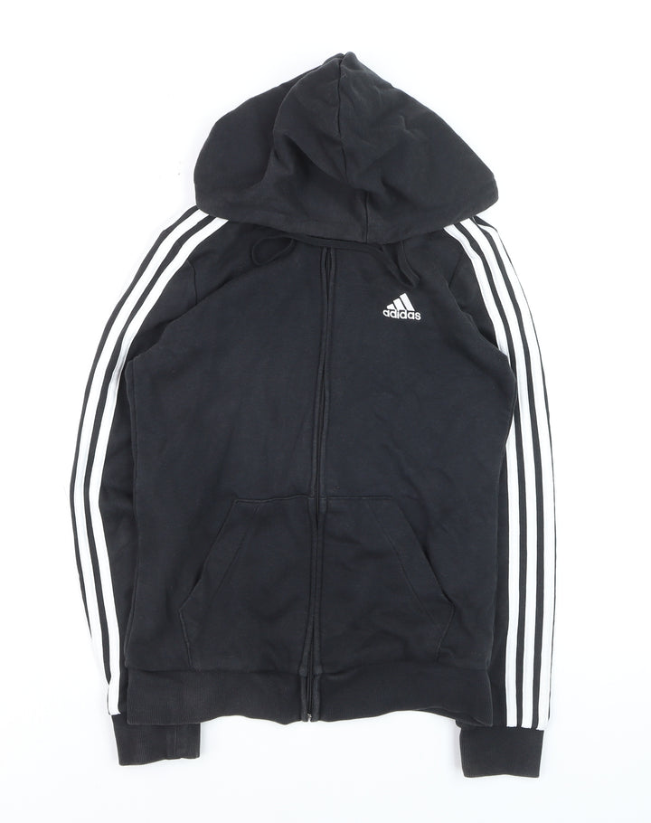 Adidas Boys Black Hooded Full Zip Track Jacket 8-10 Years