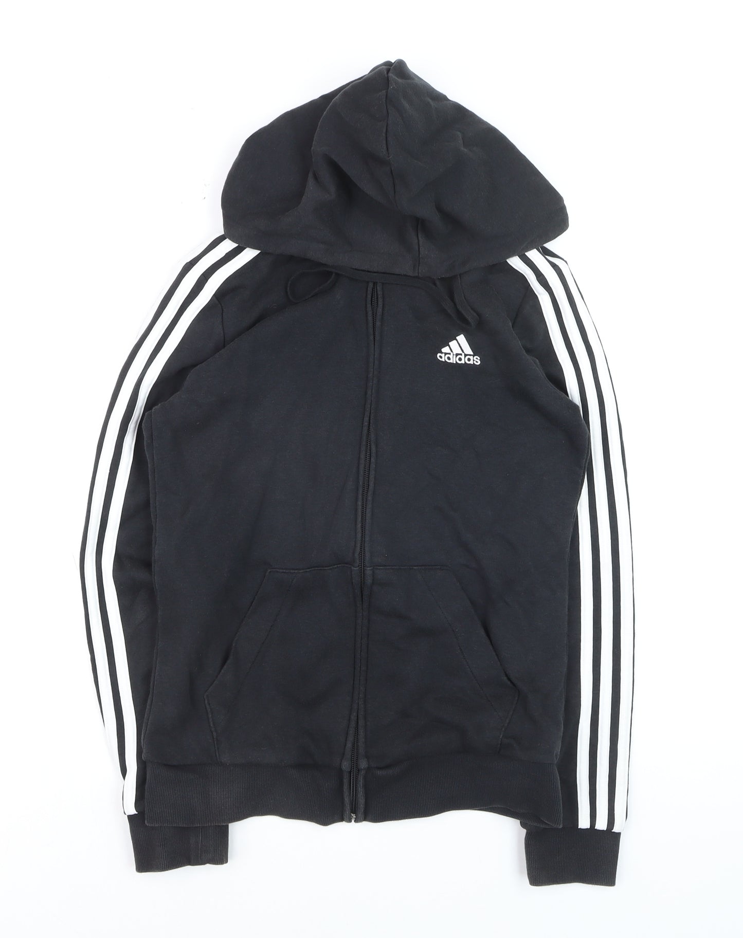Adidas Boys Black Hooded Full Zip Track Jacket 8-10 Years