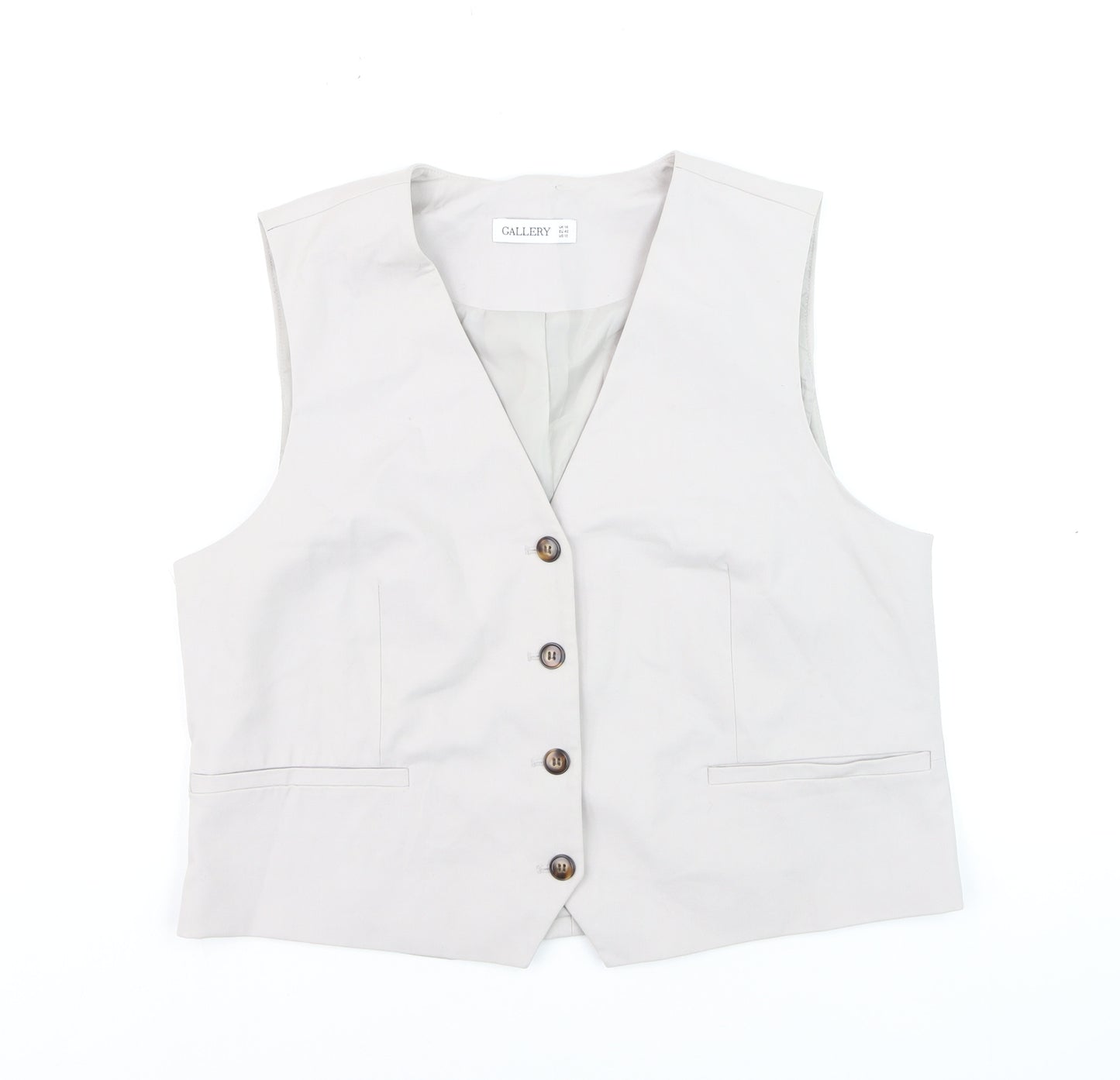 Gallery Womens Beige Suit Waistcoat UK 14 Classic Lined Vest