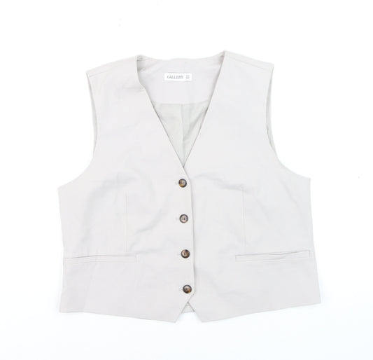 Gallery Womens Beige Suit Waistcoat UK 14 Classic Lined Vest