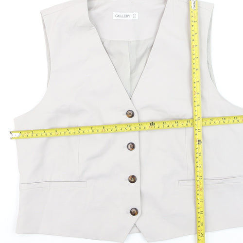Gallery Womens Beige Suit Waistcoat UK 14 Classic Lined Vest