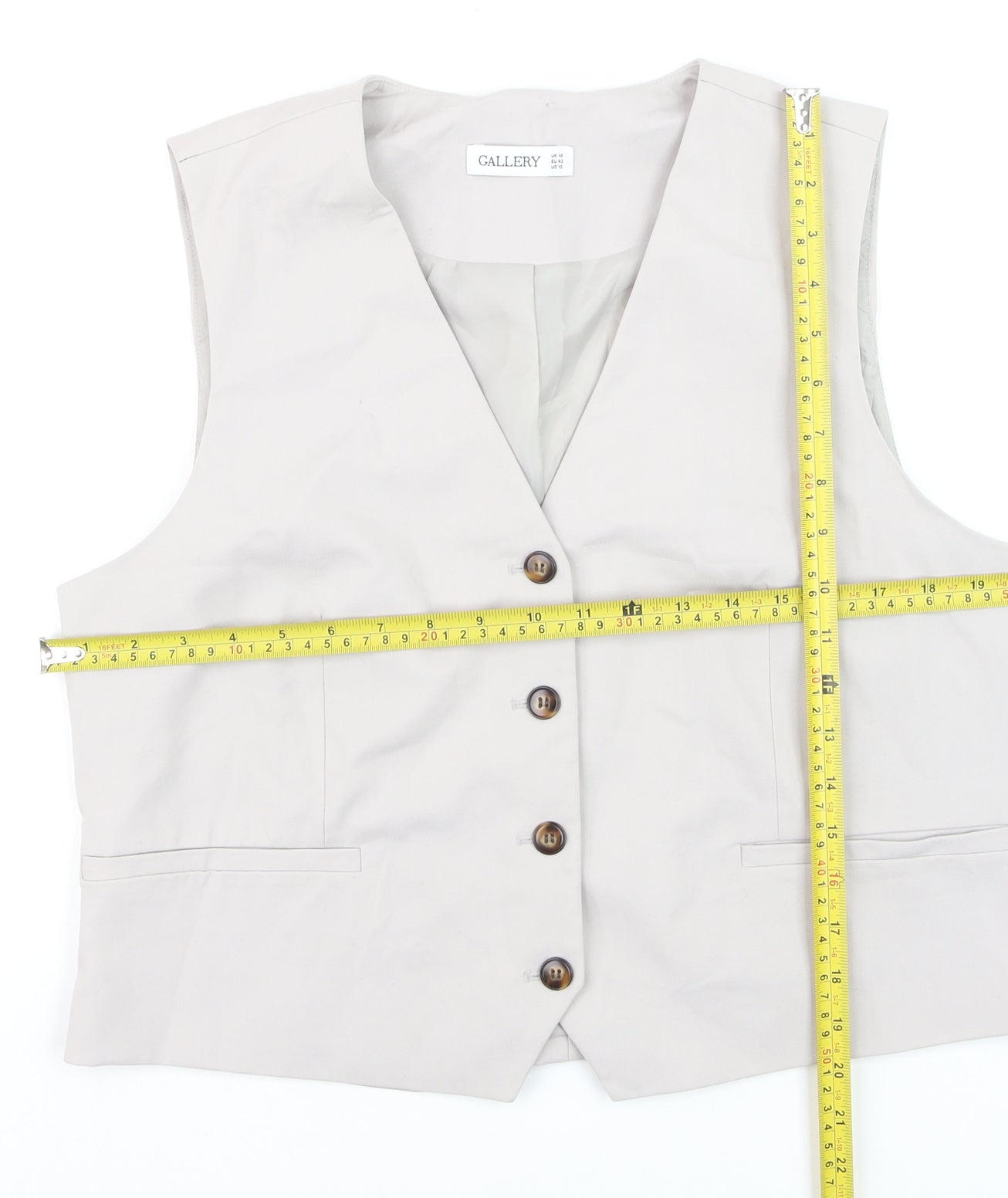 Gallery Womens Beige Suit Waistcoat UK 14 Classic Lined Vest