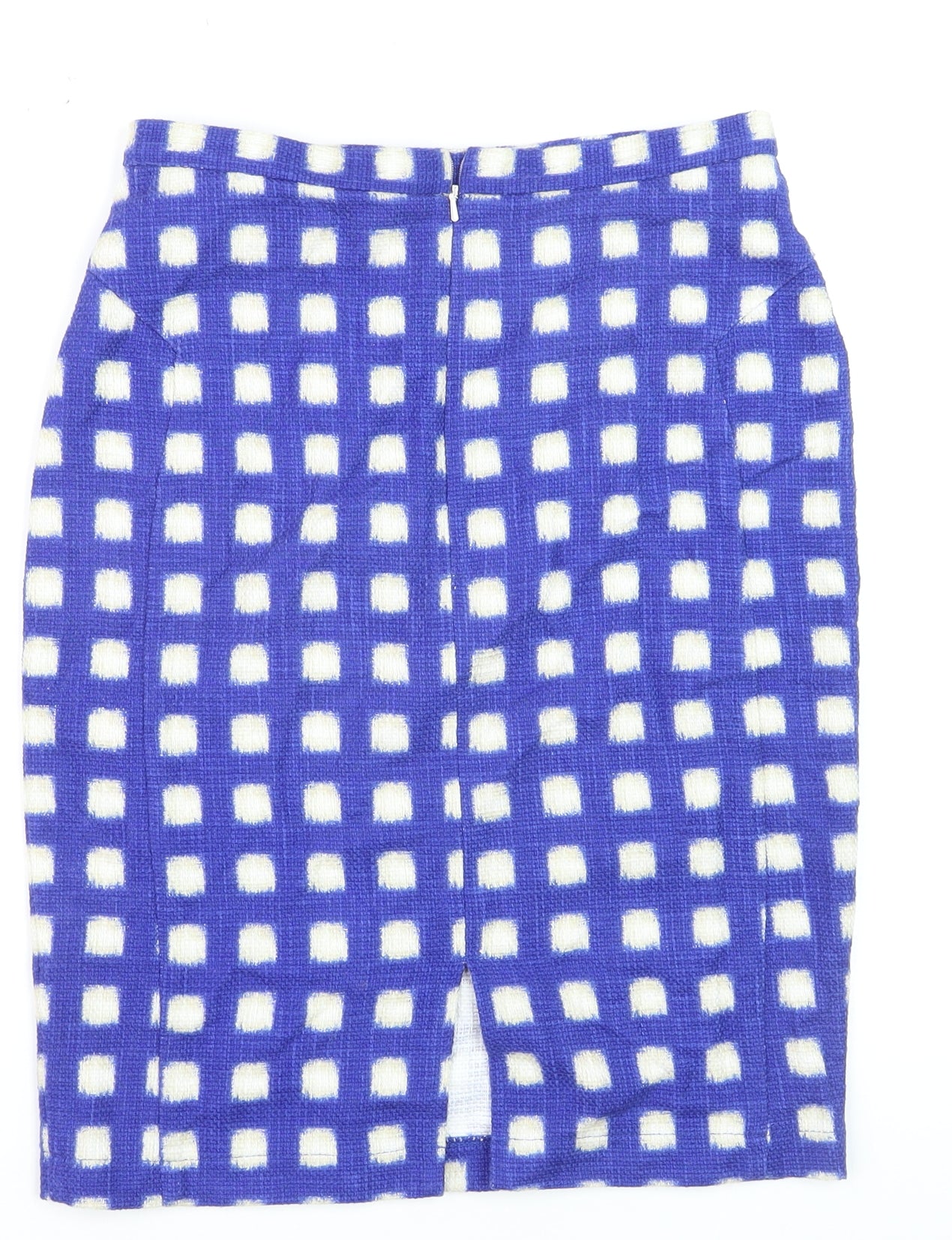 Topshop Womens Blue Check Pencil Skirt Size 10 Tweed Lined Knee Length