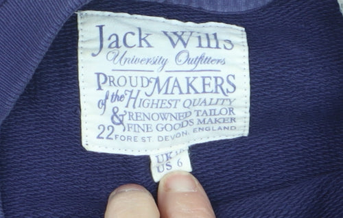 Jack Wills Women's Navy Cotton Crew Neck Long Sleeve Sweatshirt UK 10