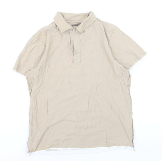 Debenhams Men's Beige Short Sleeve Polo Shirt Medium 100% Cotton