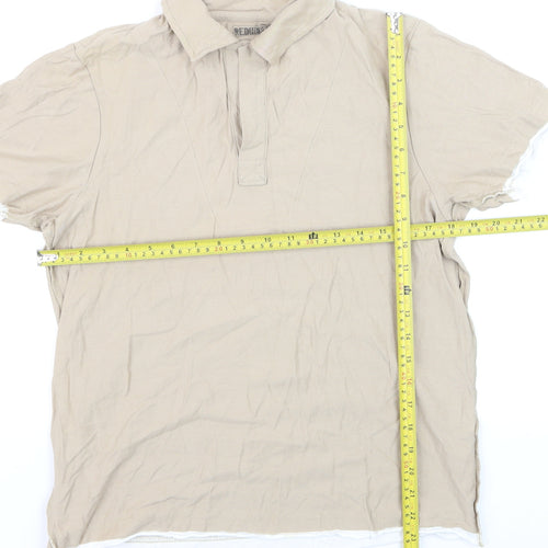 Debenhams Men's Beige Short Sleeve Polo Shirt Medium 100% Cotton