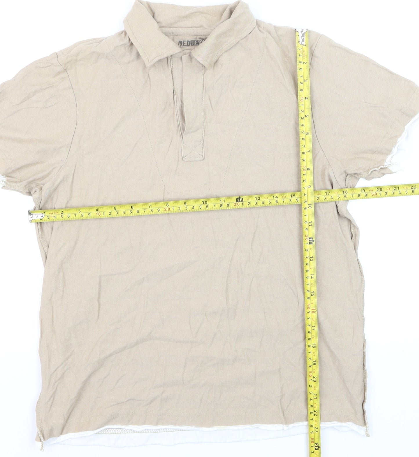 Debenhams Men's Beige Short Sleeve Polo Shirt Medium 100% Cotton
