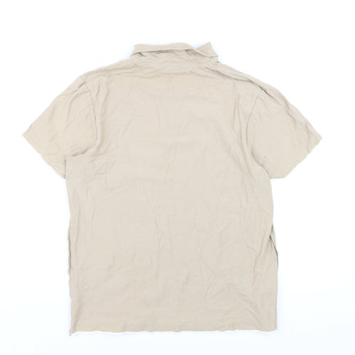 Debenhams Men's Beige Short Sleeve Polo Shirt Medium 100% Cotton