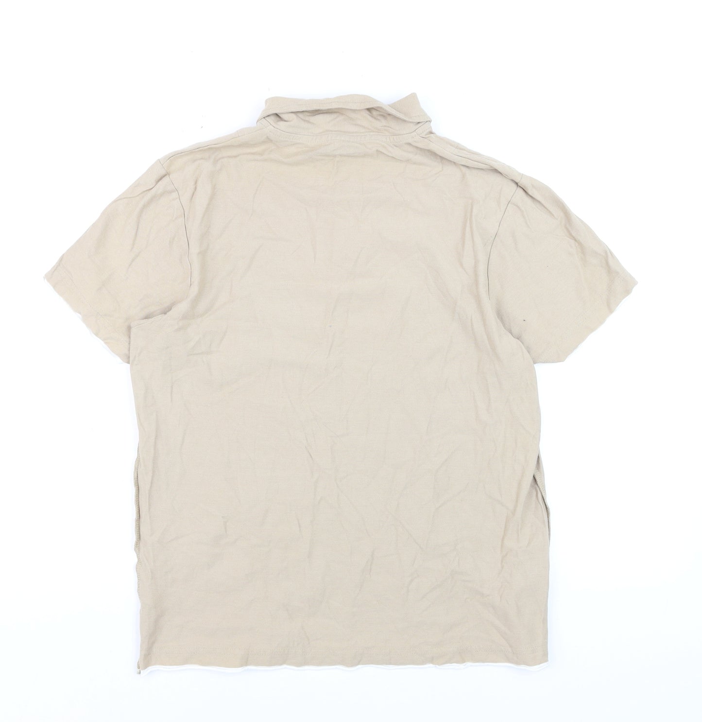 Debenhams Men's Beige Short Sleeve Polo Shirt Medium 100% Cotton