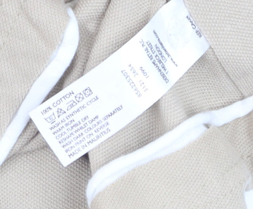 Debenhams Men's Beige Short Sleeve Polo Shirt Medium 100% Cotton