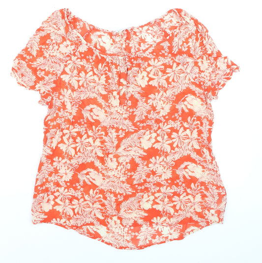 Monsoon Womens Orange Floral Short Sleeve Blouse UK 14