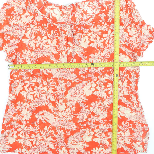 Monsoon Womens Orange Floral Short Sleeve Blouse UK 14