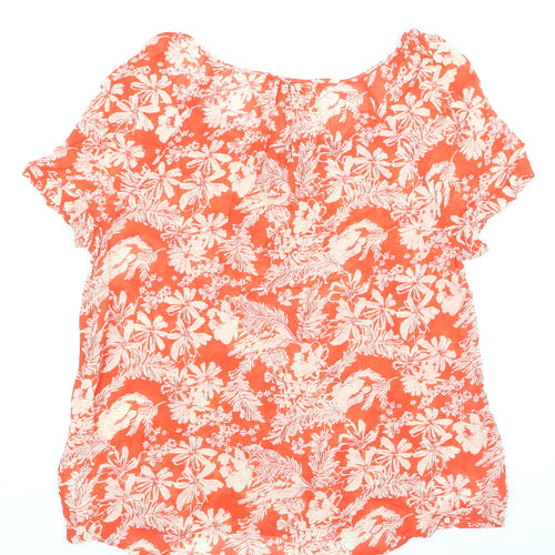 Monsoon Womens Orange Floral Short Sleeve Blouse UK 14
