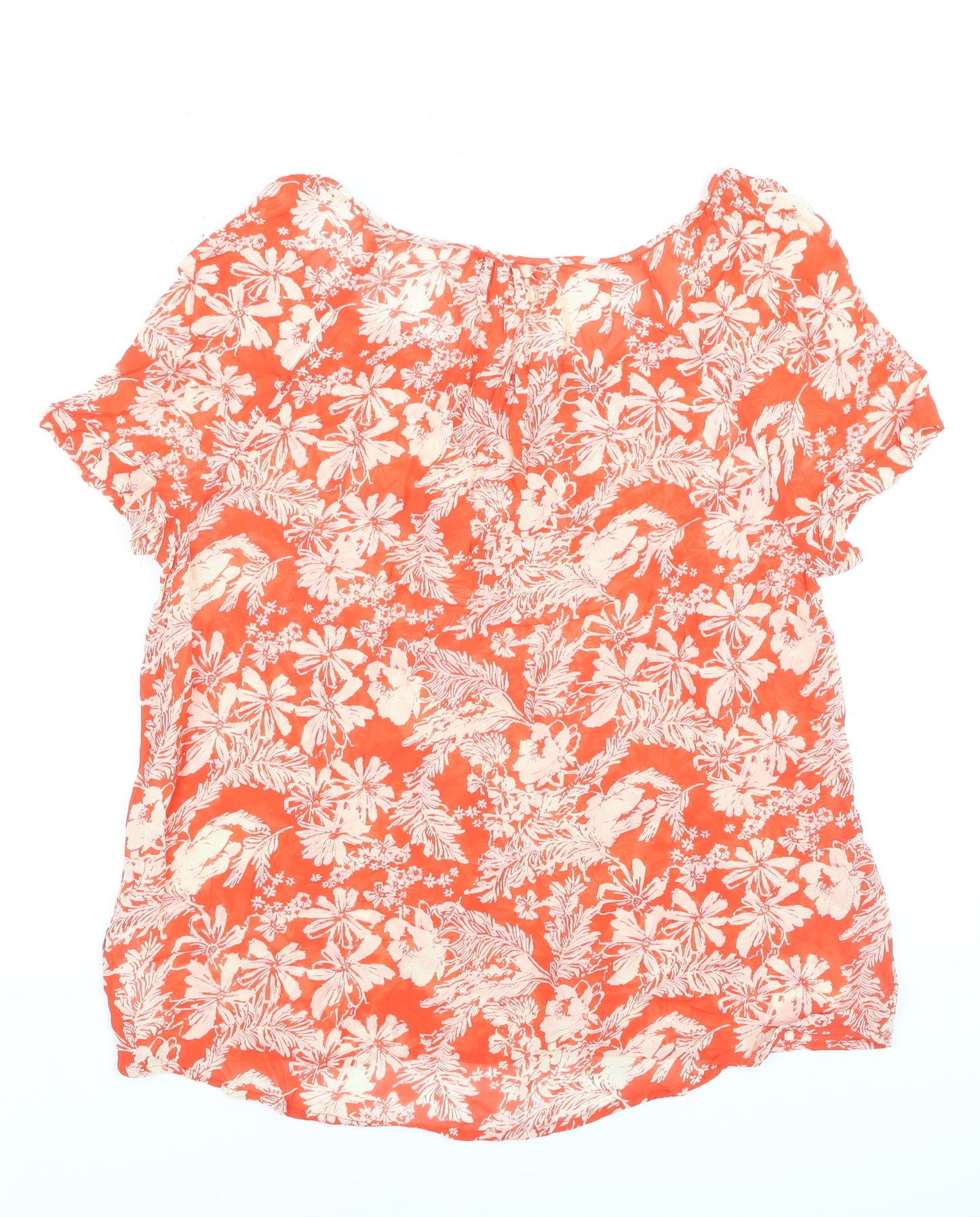 Monsoon Womens Orange Floral Short Sleeve Blouse UK 14