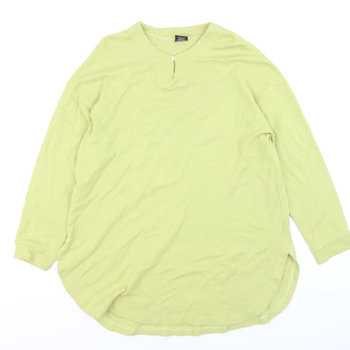 Ladybird Women's Green 2XL Waffle-Knit Cotton Henley Jumper