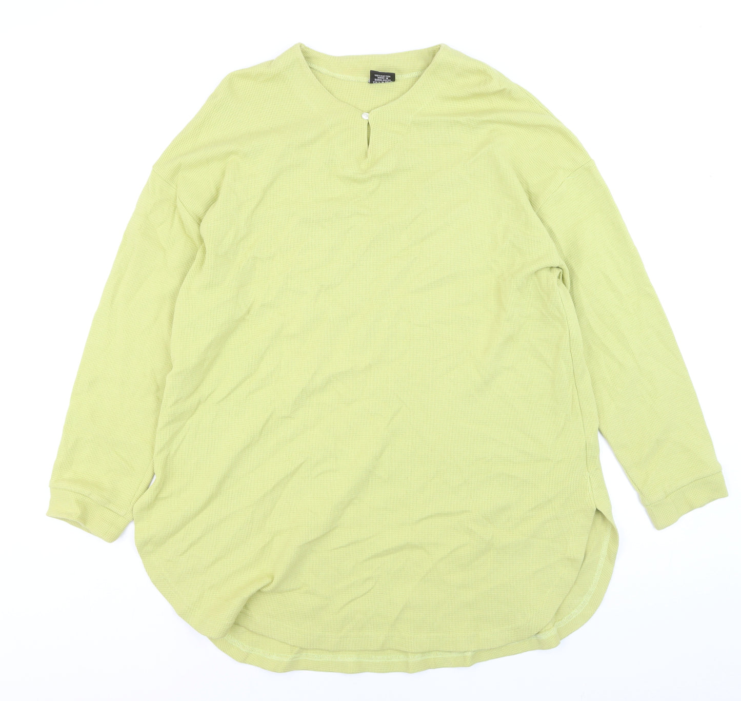 Ladybird Women's Green 2XL Waffle-Knit Cotton Henley Jumper